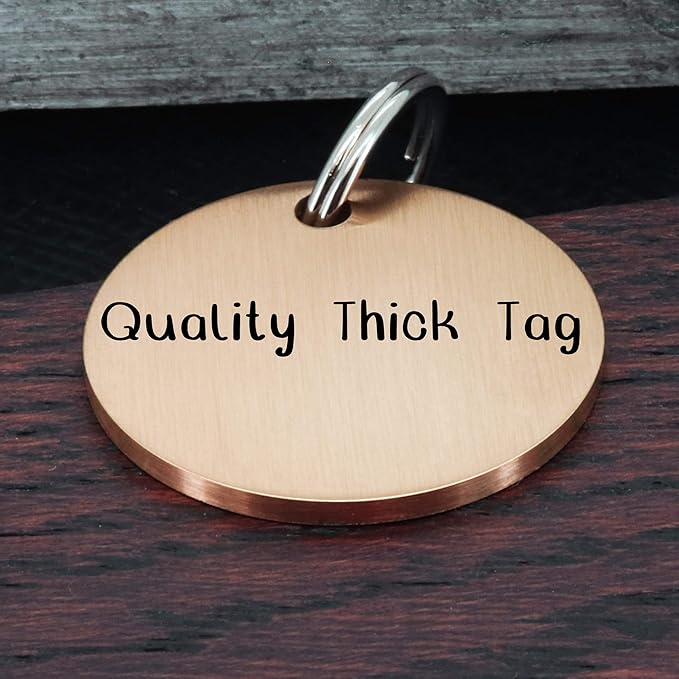 Ultra Joys Stainless Steel Dog Nametag - Personalized Engraving on Front and Back, Customized Cat Tag, Round Vince Design 2, Rose Large
