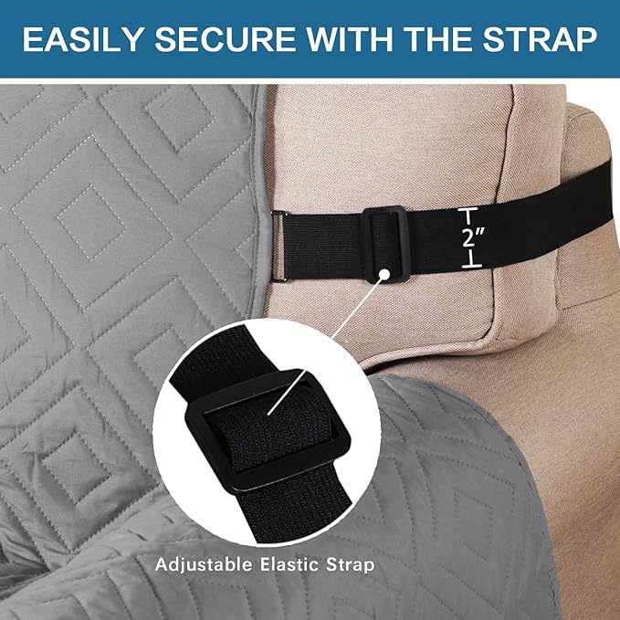 H.VERSAILTEX Reversible Chair Cover Furniture Protector Anti-Slip Couch Cover Water Resistant 2" Elastic Straps Chair Slipcover Pets Fit Sitting Width Up to 21" (Chair:75" x 65", Light Grey/Beige)