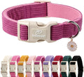 Cute Corduroy Dog Collar - Fuchsia Adjustable Dog Collars for X-Small Dogs 4-10lbs, Fade-Proof with Secure Snap & Little Charm, Christmas Birthday Gift, XS