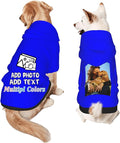 Custom Dog Hoodie Add Your Design Soft & Warm Personalized Photo Text Logo Name Dog Clothes for Puppy Sweatshirt Hooded for Small Medium Large Dogs Girl/Boy Cats Blue