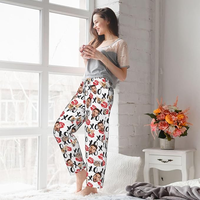 Custom Pajamas Pants Plaid Personalized Funny PJ Pant Design with Face Pajama for Men Women Dog Pet