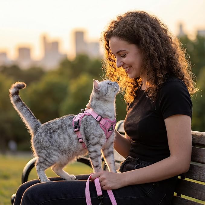 Cat Harness and Leash Set Escape Proof Tactical Small Kitten Harness Emotional Support Cat Vest, Pink, S
