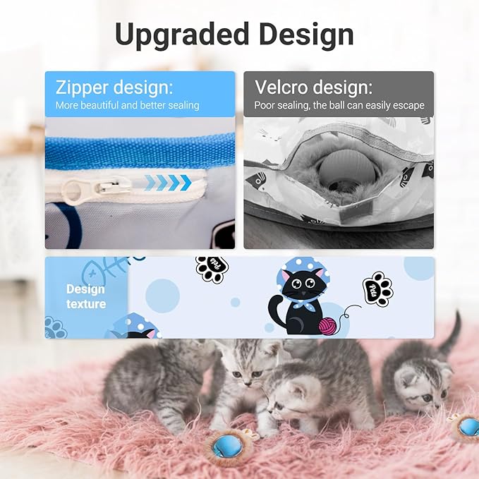 Interactive Cat Toys for Indoor Cats 2025 New Speedy Ball with Tail Cat Toy Automatic Motion Activated Moving Ball Hide and Seek Game for Indoor Exercise Kicker