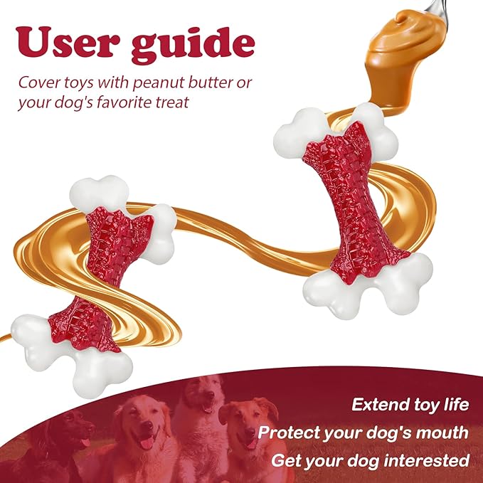 6-Pack Tough Dog Toys, Toys for Aggressive Chewers Large Breed, Chew Dogs, Bone Toy Nylon Dogs Almost Indestructible