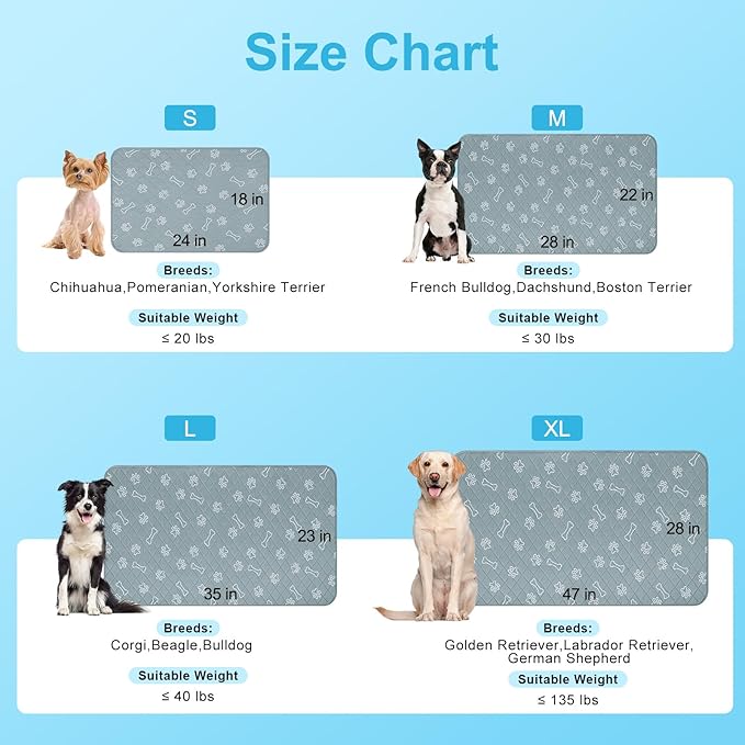 BEAUTYZOO Upgraded Dog Self Cooling Mat Ice Silk Chill Pads for Small Medium Large Dogs Q-MAX＞0.43- Summer Reusable Pet Training Pad - Absorbent Non-Slip Cool Mat for Kennels, Crates, Beds, 24" x 18"
