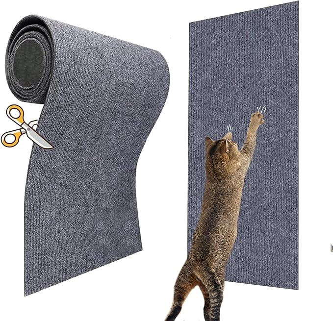 KEYIDE 79 x 16 Cat Scratch Couch Furniture Protector, Cat Scratcher Wall Pad from Cat Claws for DlY Scratch Post Cat Tree Climbing Mat (Grey)