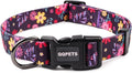 QQPETS Adjustable Soft Dog Collar: Print Flower Pink Multicolor Cute Patterns for XS Small Medium Large Pet Girl Boy Puppy Walking Running Training (L, Elegant Purple)