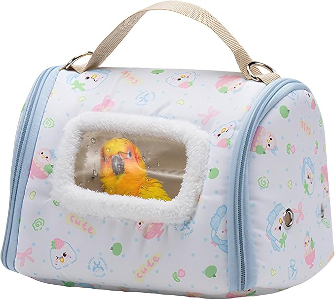 Bird Travel Carrier – Warm Parrot Transport Bag with Viewing Window, Breathable Portable Bird Backpack, Secure Zipper Design | Outdoor Travel Carrier for Parakeet Conure Cockatiel Canary