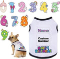 Custom Dog Birthday Shirt,Personalized Pet Apparel Print with Name Age Number,Pet Birthday Outfit,Lightweight Breathable Cotton Vest for Small Medium Large Dogs Cat (White + Black Border, X-Small)