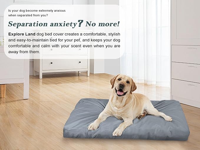 Explore Land Scratch Resistance Dog Bed Cover Canvas Washable Dog Crate Pad Replacement Cover, 36Lx27Wx4H inch, Charcoal
