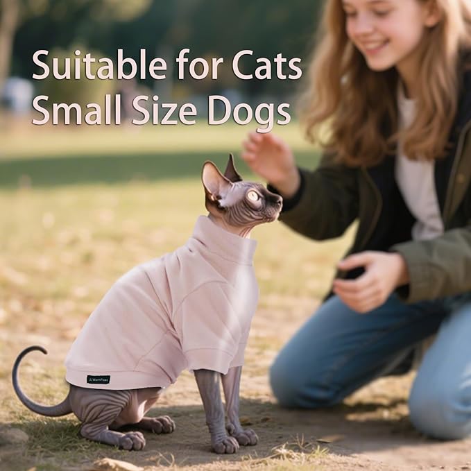 Fleece Sphynx Cat Clothes Soft Hairless Cat Clothes Pullover Cat Sweater for Chihuahua All Season Light and Warm Kitten Cloth for Cats Only Puppy Clothes Small Dog Sweater (Pink, XL)