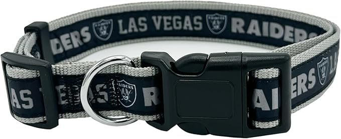 Pets First NFL Raiders Licensed PET COLLAR, Medium - Heavy-Duty, Strong, and Durable Dog Collar. Available in 31 Football Teams and 4 Sizes