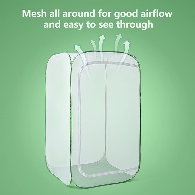48" Outdoor Mesh Plant Enclosure, Mesh Plant Cover for Pests, Bird and Pest Protection Guard for Fruit, Vegetables, Flowers and Herbs Pop-Up Cage 28 x 28 x 48 Inches