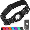 Joytale Airtag Dog Collar, Dual D-Rings, Waterproof Reflective Pet Collar with AirTag Holder, Soft Padded Adjustable for Large Dogs, Black, L