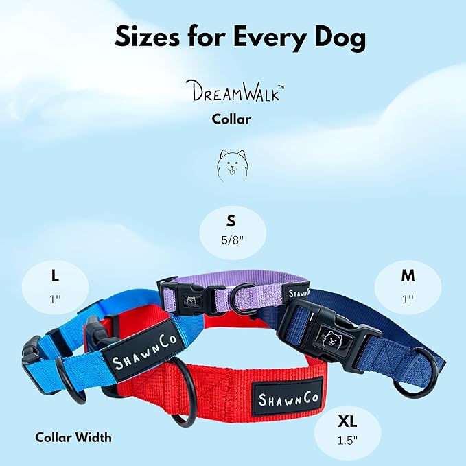 ShawnCo Dream Walk Dog Collar- Premium, Adjustable and Comfortable Pet Collar for Small, Medium, Large and Extra Large Dogs (L, Oceanic Blue)