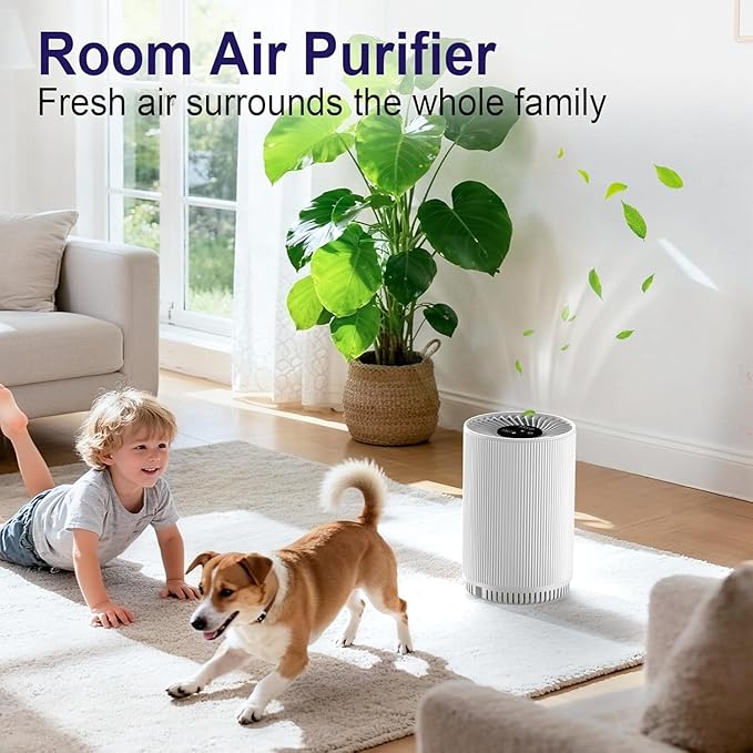AIUZLK Air Purifiers for Bedroom Home with 3 Stage H13 HEPA Filter,22dB Quiet Desktop Small air Purifier with Night Light,3 Timing,Suitable for Smoke,Pet Dander,Hair,Odors.KJ80