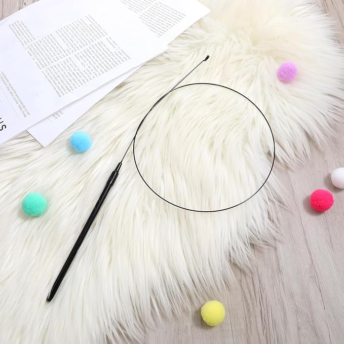 5 Pack Cat Wand Toy Replacement Rod, 32'' Flexible Steel Wire Teaser Indoor Cats Chase Toys Indoor Cat Interactive Toys for Feather Toy Worms