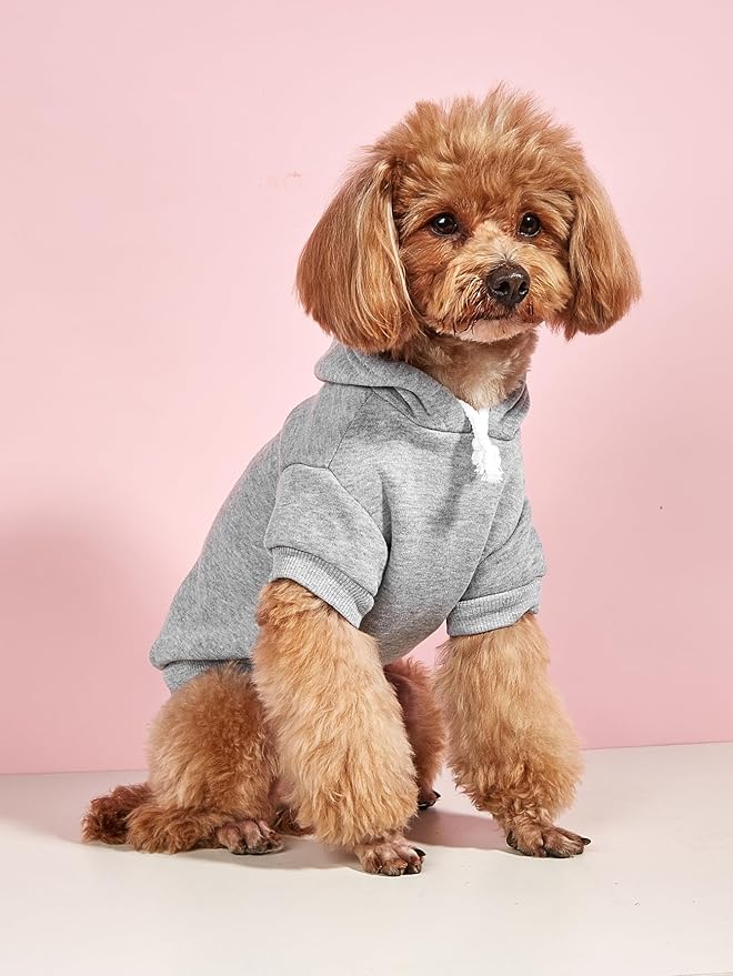 QWINEE Basic Dog Hoodie Sweatshirt Puppy Sweater Warm Cat Costumes Pet Clothes for Chihuahua Puppy Kitten Small Medium Dogs Black Green and Grey Small