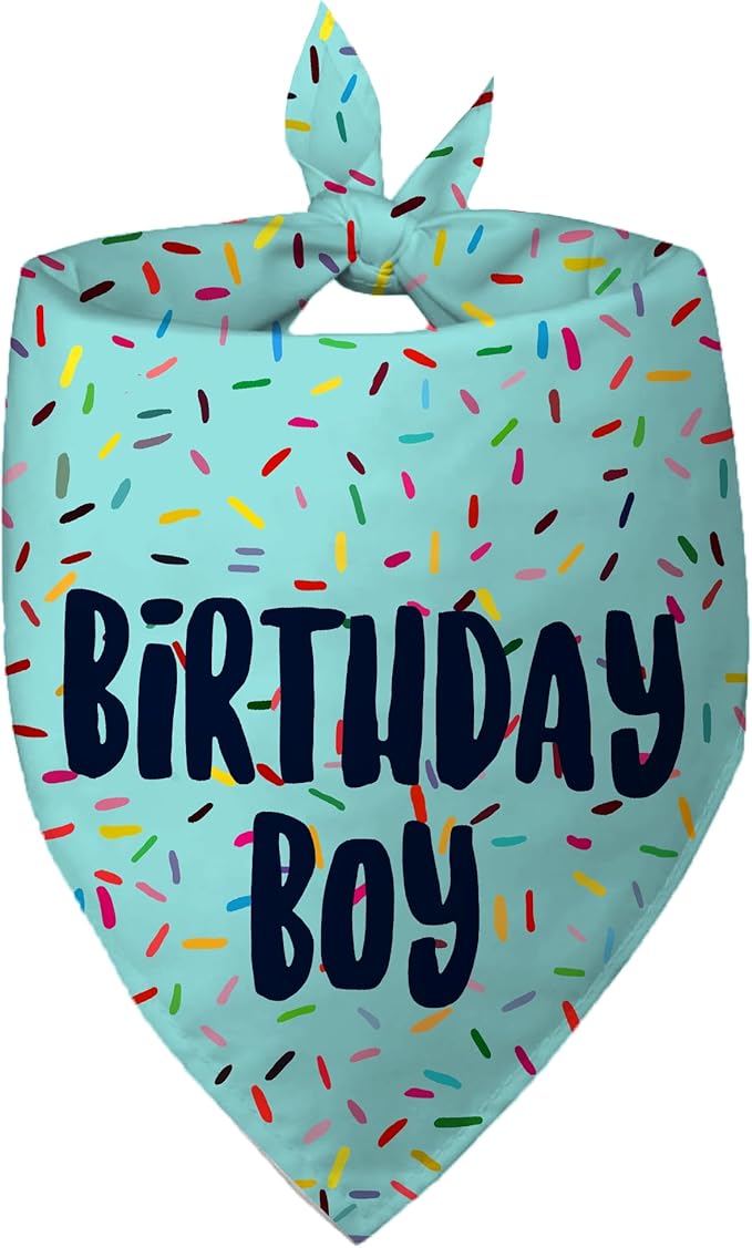 Birthday Boy Dog Bandanas 1 Pack, Blue Birthday Dog Scarfs, HBD Pet Scarves for Birthday Boy Party Bandanas for Medium and Large Dogs (Blue, Large)
