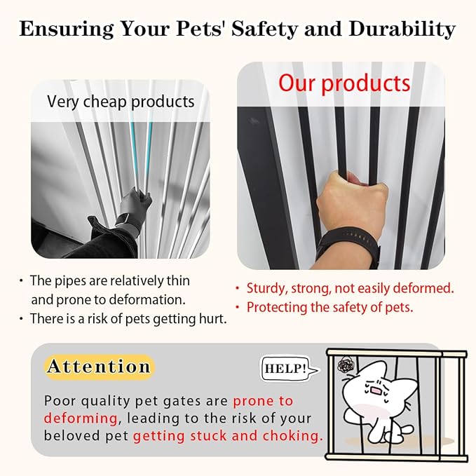 Lumizone Extra Tall Pet Gate 55.12" High Pressure Mounted 38.39"-42.51" Extra Wide (9 Sizes) 1.37" Gap for Cat Dog Stairs Doorway Hallway No Drilling Auto-Close (38.39"-42.51" W, Black)