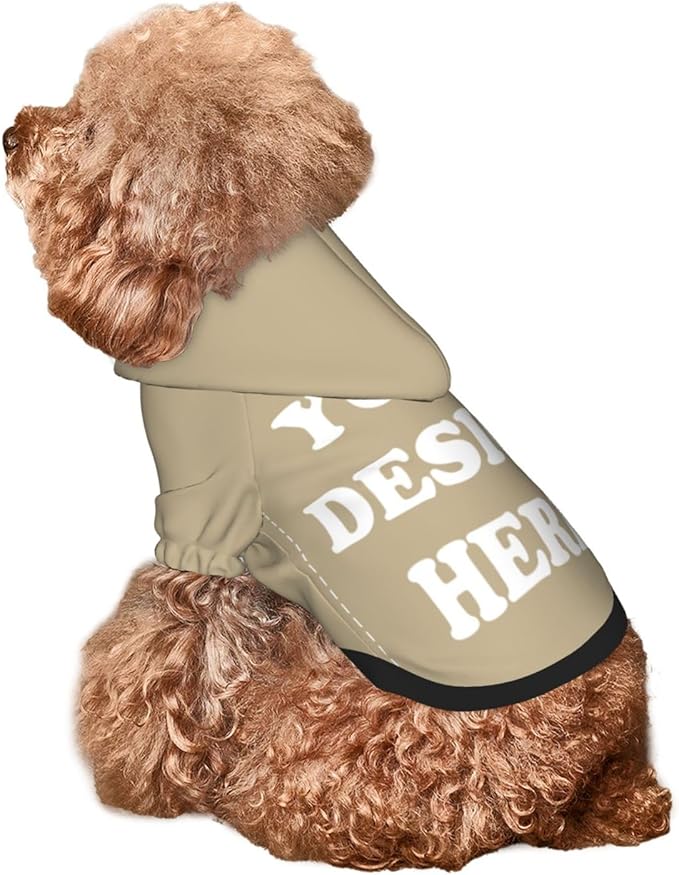 Dog Clothes, Custom Dog Hooded Sweatshirt, Personalized Pet Costume Robe Shirt with Text/Image/Club Name/Pet Shop Logo for Small Medium Large Dogs and Cats, Khaki, XS