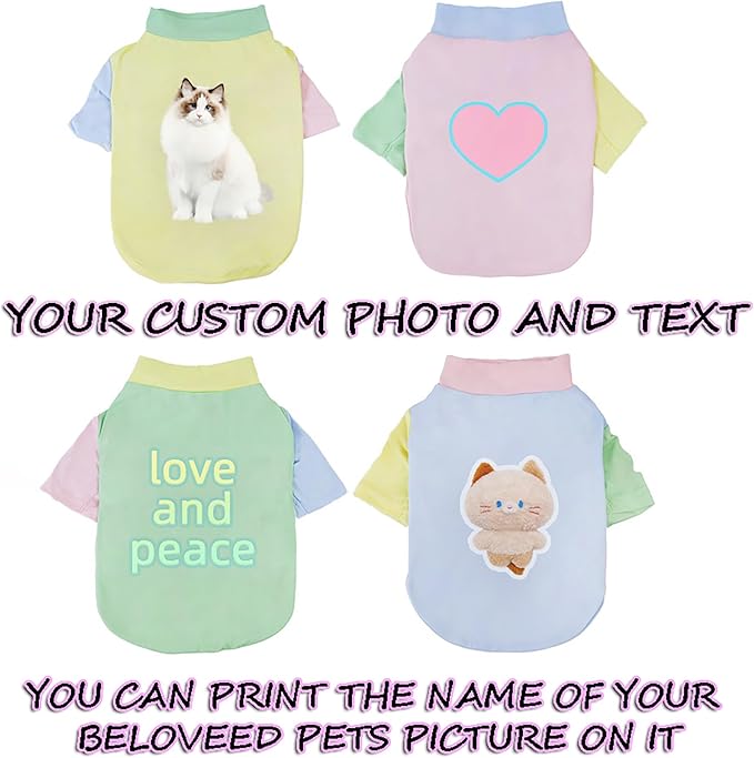 Custom Dog Shirt,Personalized Pet Apparel with Name Text Photo Image,Lightweight Breathable Puppy Kitten Cotton Vest for Small Medium Large Dogs Cats,Puppy Gift (Dopamine Blue, XX-Large)