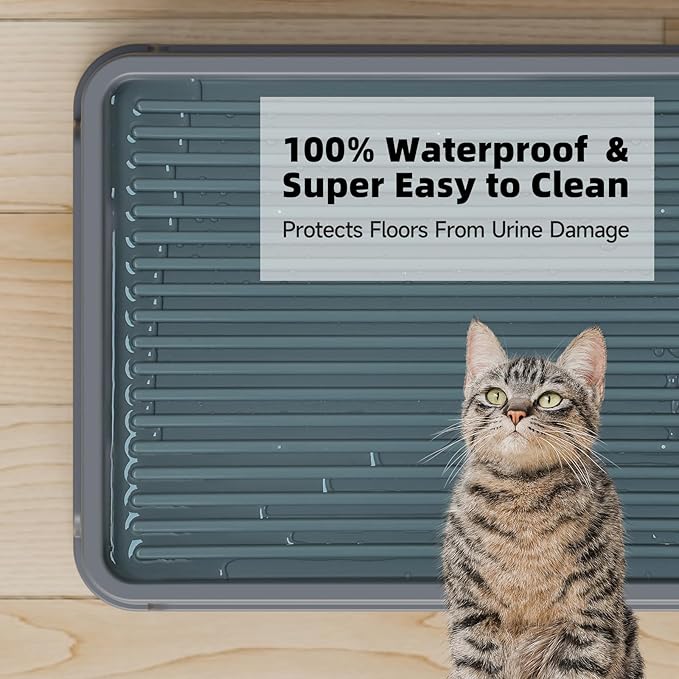 Cat Ramp for Litter Box Elevated Litter Ramp for Cat Litter Boxes, Washable Easy Cleaning Steps with Filter Functions Suitable for Small & Elderly Cats(14"x10"x2.5")
