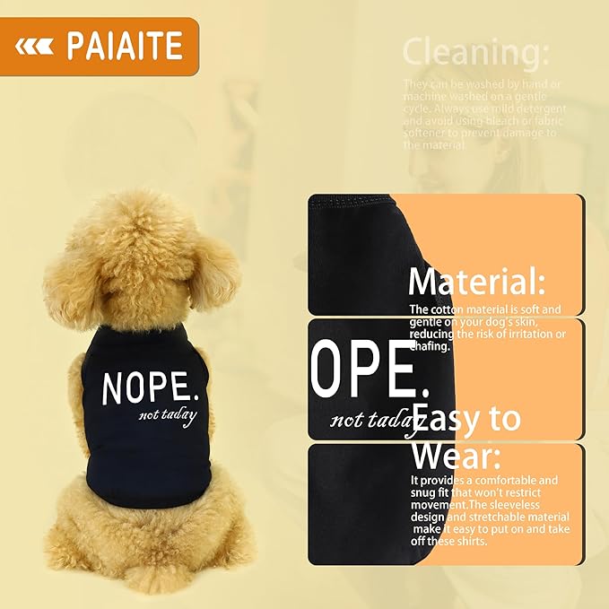 Discover Cozy Cotton Canine Wear: Soft, Lightweight, and Breathable Dog Shirt Vest with Eye-Catching Graphics(Nope not Today), Keeping Your Furry Friend Warm and Comfy! Black XL