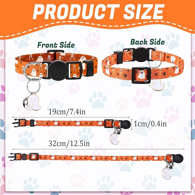 18 Pcs Holiday Cat Collars St. Patrick's Day Cat Collars with Bell Adjustable Breakaway Kitten Collar with Plastic Buckle for Holiday Pet Cat Costume,Multicolor