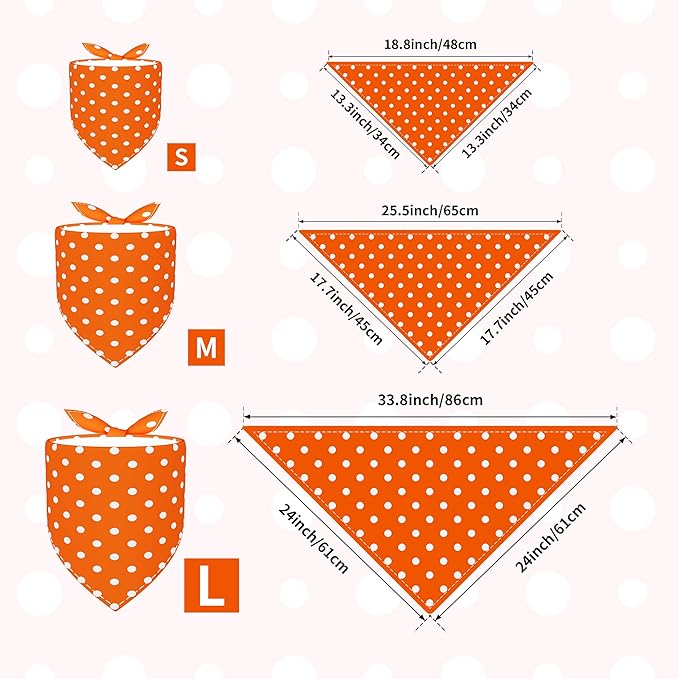 30 Pack Large Polka Dot Dog Bandanas Stitch Dog Bandana Bulk Reversible Print One Side XXL Polyester Scarves Party Grooming L