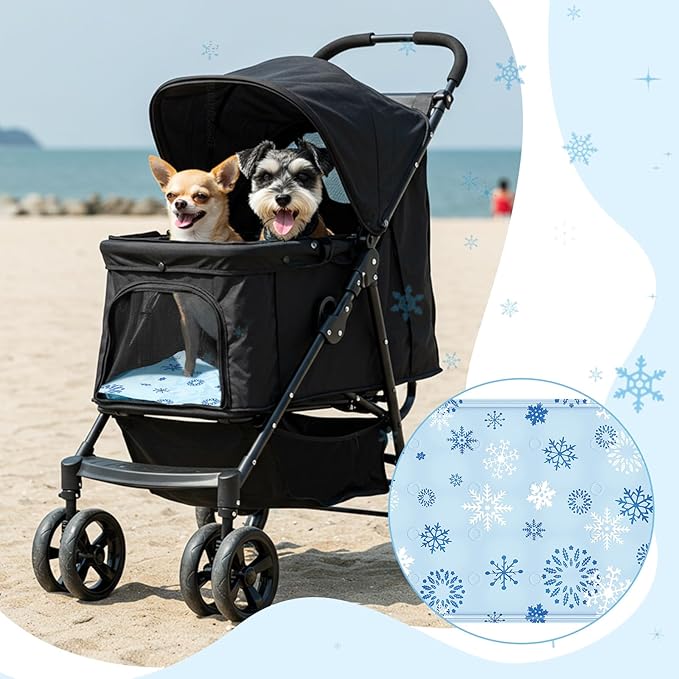 Nuanchu Dog Stroller Cooling Mat Waterproof Outdoor Pet Cooling Mat Washable Summer Cat Sleeping Blanket for Pet Stroller(11.81 x 19.69 Inches,Snowflake)