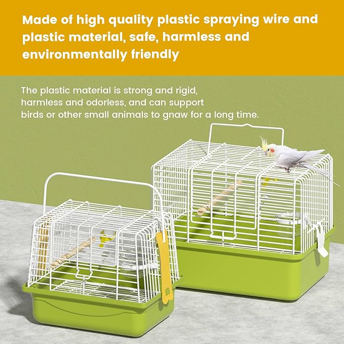 Small Bird cage,Travel Cage for Birds and Small Animals, Parakeet cage,Bird Carrier Travel cage,Bird Travel cage, jaulas para pájaros,Green,(Size:S,M,L) (S)