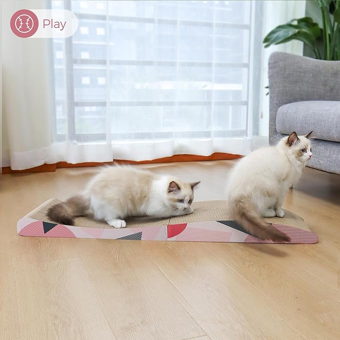 ComSaf Cat Scratcher Carboard Pad 32"x10", Large Cat Scratcher Bed for Indoor Cats, Durable Cat Scratching Board, Recycle Cat Scratch Pad for Adult, Big, Medium, Small Cats Lounger