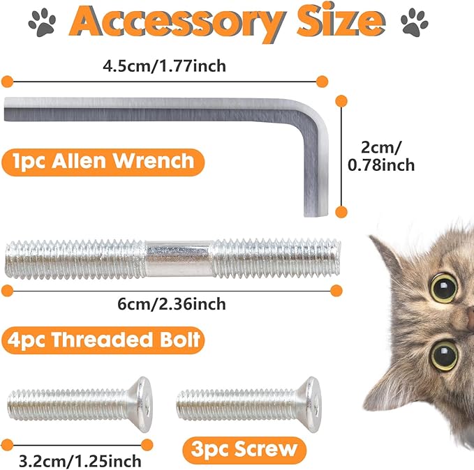 PowerKing Thick Natural Sisal Replacement Scratching Post,15.7" Length, 4.5" Thick, 2Pcs M8 Cat Scratch Post Refill Poles, Ideal for Refurbishment, Includes Screws, Natural
