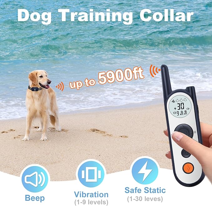 MIMOFPET Wireless Dog Fence System with Training Remote - Up to 3500ft Adjustable Electric Fence,Waterproof Training Collar Rechargeable,Pet Containment System for Large Medium Dogs