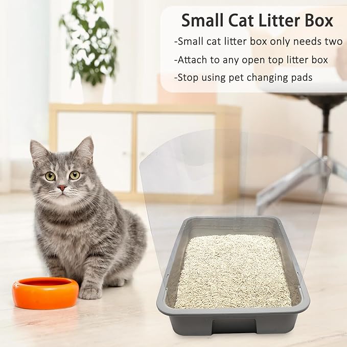 4PCS Cat Litter Box Pee Shields,Transparent Easy Clean Splash Guard for Open Top Litter Pan 14.5×11.5in- Litter Box Not Included (4, Clear)