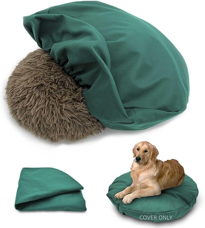 Dog Bed Cover Waterproof Replacement Machine Washable Covers for 24x24 Inch Dog Bed Heavy Duty Scratch Resistant Mattress Protector Pet Bed Round Dark Green Cover Only