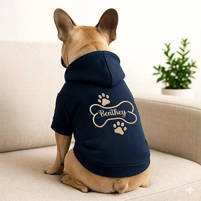 Personalized Name Dog Hoodie, Embroidered Hoodies Pets Name, Custom Pet Memorial, Bright Puppy Sweatshirt, Customized Pet Clothes Warm Winter Outfit for Dogs, Gift for Dog Lovers Style 3