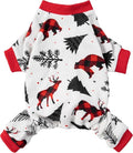 Fitwarm Reindeer Dog Christmas Pajamas, Winter Doggy Clothes for Small Dogs Boy Girl, Fleece Dog Onesie with Feet, Holiday Pet Outfit, Black, White, Red, Large