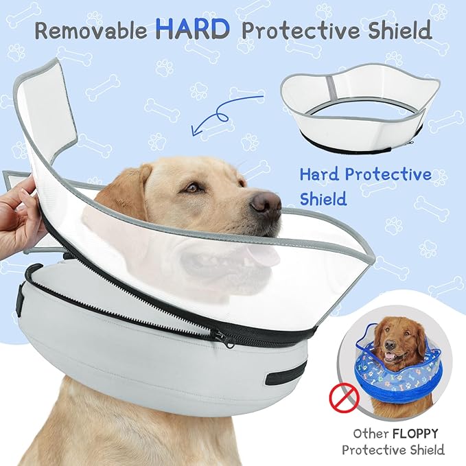 Supet Raised Inflatable Dog Cone Collar to Stop Licking, Soft Dog Cone Alternative After Surgery, Pet Neck Donut Collar for Small Medium Large Dogs