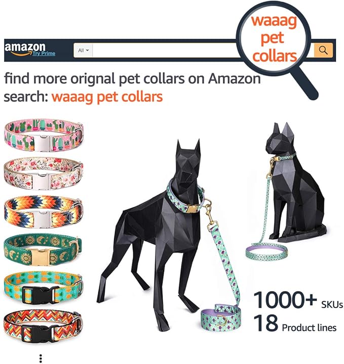 WAAAG Cat Collars, Gold Moons and Stars Cat Collar, Safety Breakaway Cat Collar, Glow in The Dark (Standard 9"-15" Neck, Aqua)