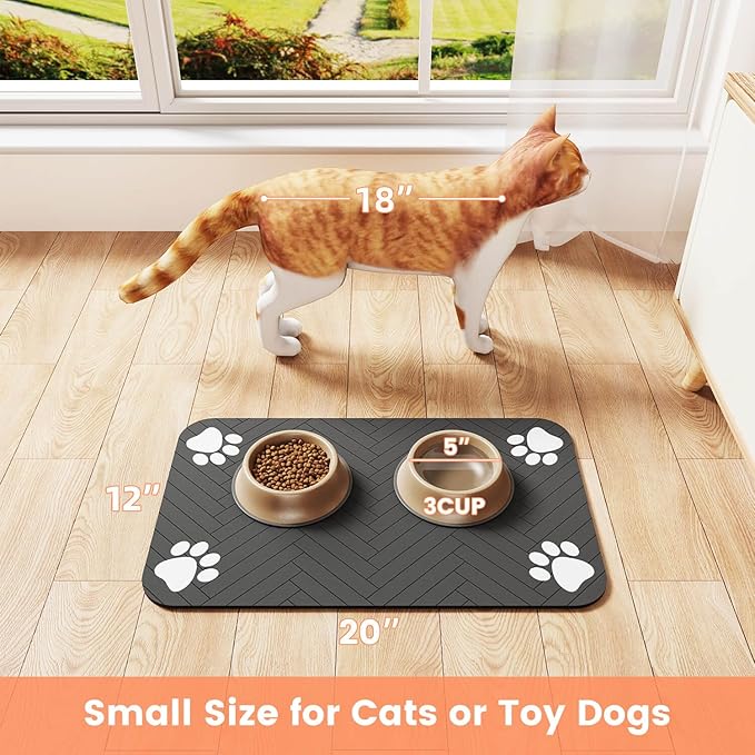 Pet Feeding Mat-Absorbent Pet Placemat for Food and Water Bowl, with Waterproof Rubber Backing, Quick Dry Water Dispenser Mat for Dog and Cat (27"x17", Christmas)