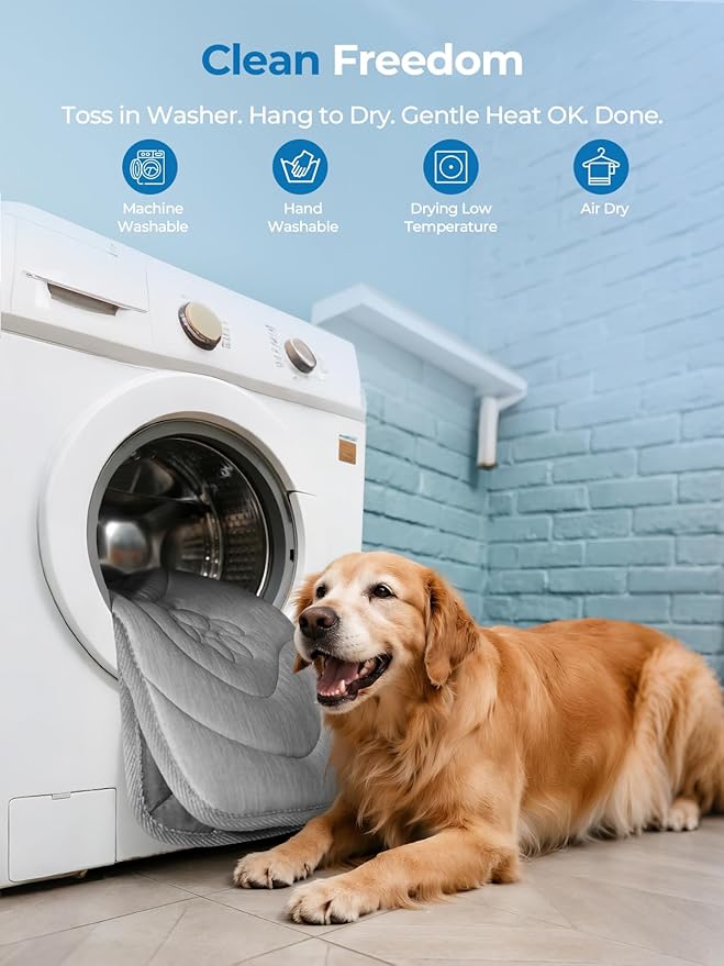 Dog Cooling Mat, Reversible Cool & Warm Pet Orthopedic Pad, Thick Mat for Summer & Winter, Machine Washable, Portable for Crate, Kennel, Bed, Floor, Sofa, Car (Cool Grey, Medium: 36" x 22")