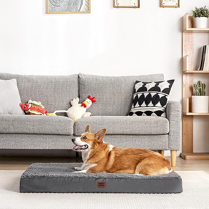 EHEYCIGA Orthopedic Medium XL XXL Dog Beds for Medium Large Extra Large Dogs with Removable Washable Cover for Crate,Grey, 36 * 27 * 3.5 inches