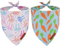 ADOGGYGO Easter Dog Bandanas 2 Pack, Reversible Bunny Carrot Print Puppy Scarf, Premium Fabric, Adjustable Fit Easter Bandana for Small Dogs (Small)