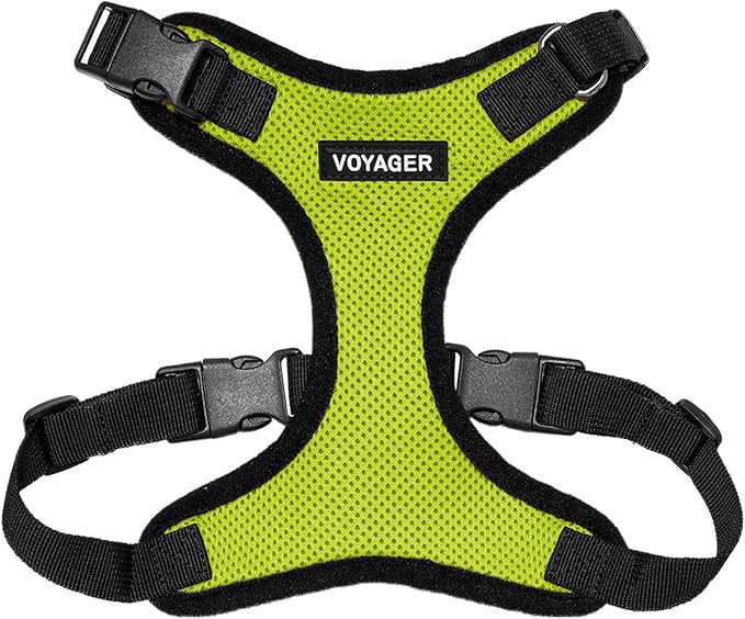 Voyager Step-in Pet Harness - All Weather Mesh, Adjustable Step in Harness for Cats and Dogs by Best Pet Supplies - Lime Green/Black Trim, S