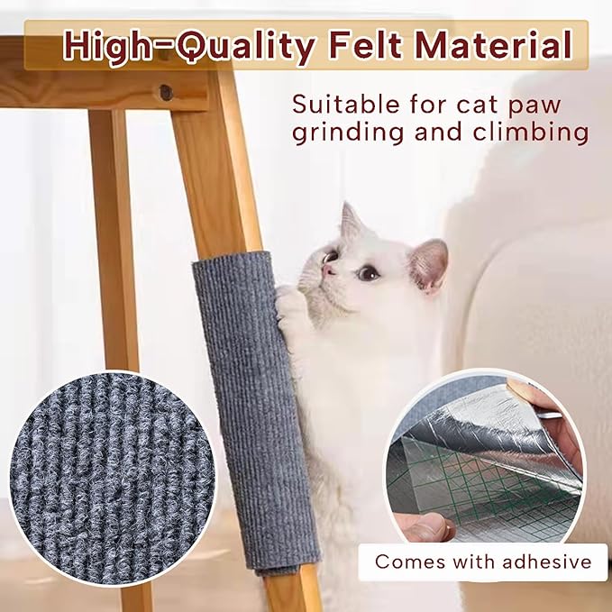KEYIDE 79 x 16 Cat Scratch Couch Furniture Protector, Cat Scratcher Wall Pad from Cat Claws for DlY Scratch Post Cat Tree Climbing Mat (Grey)