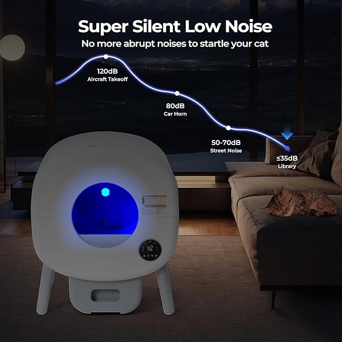 Self Cleaning Cat Litter Box: 76L Extra Large Automatic Litter Box for Multiple Cats, Odor-Free, Smart App Control, Ambient Light Waste Disposal