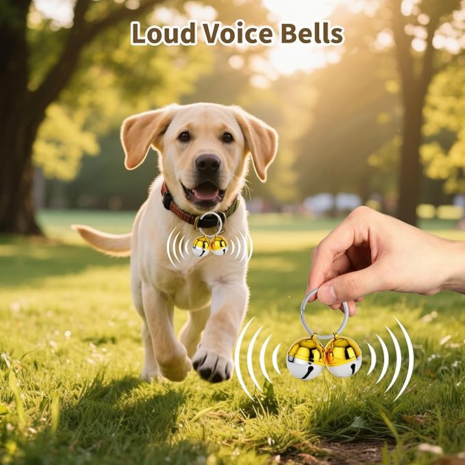 Dog Collar Bells, 2 Pack Extra Loud Dog & Cat Bells for Tracking & Safety, Stainless Steel Pet Tracker Training Bells for Small Medium Large Dogs & Cats (Multi-Color)