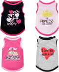 4 Pack Dog Shirts Summer Printed Puppy Clothes Cute Sleeveless Pet T Shirts Dog Clothes for Small Medium Dogs Cats Girl(XL)